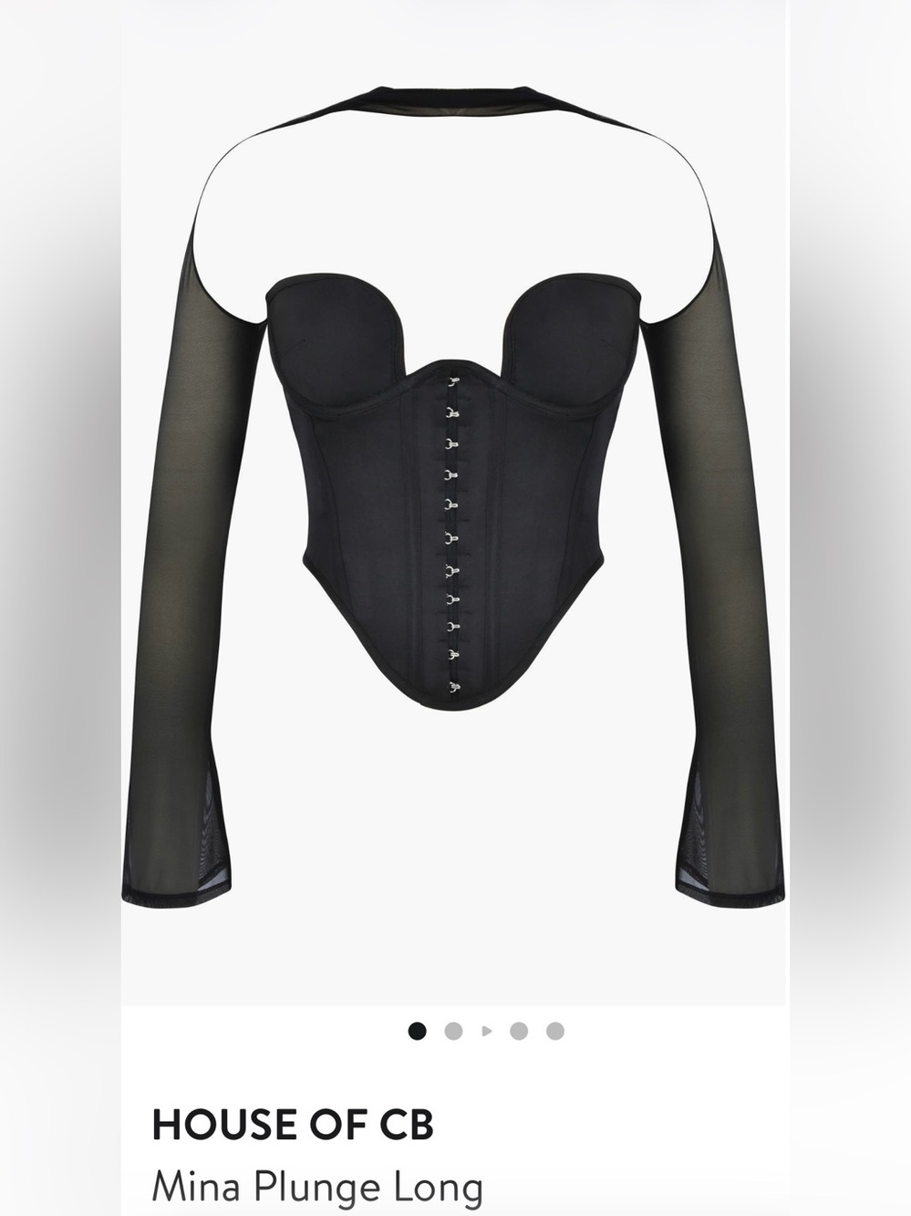 House of CB NWT Size M Mina Plunge Long Sleeve structured corset top $159 MSRP